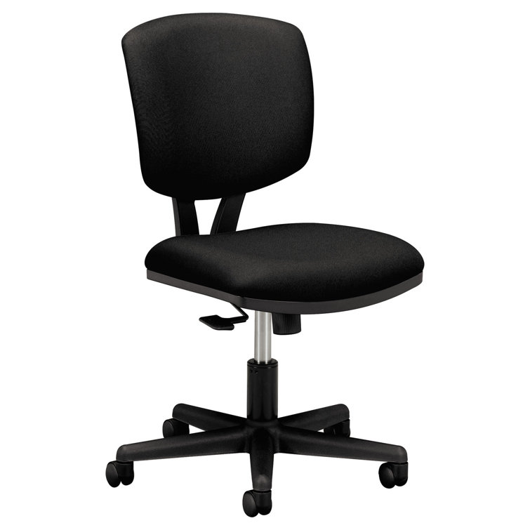 Black Polyester Swivel Task Chair with Adjustable Arms