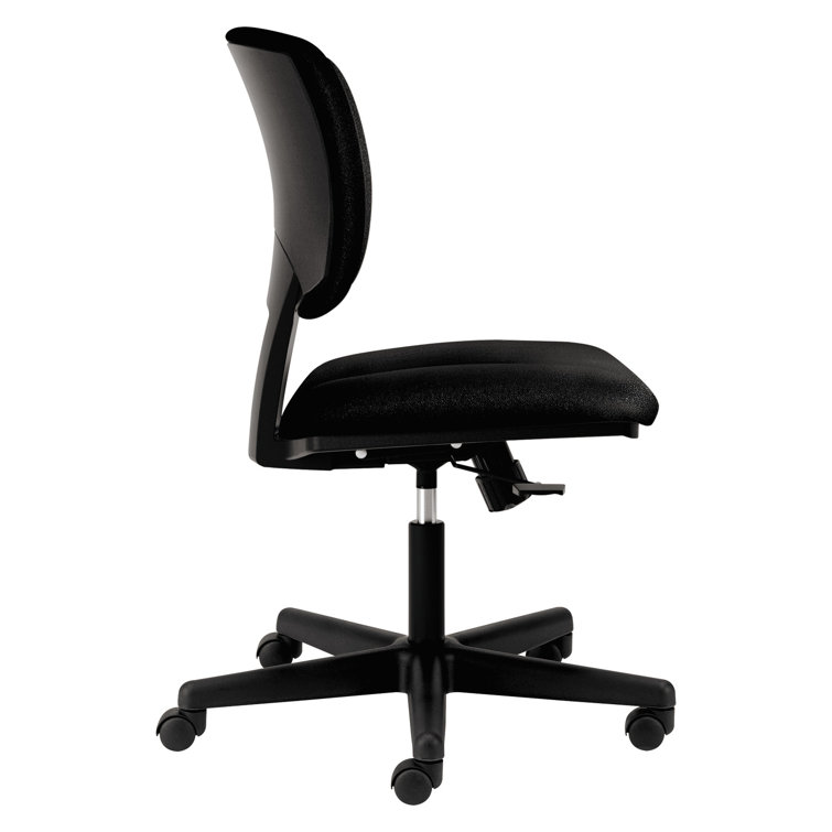 Black Polyester Swivel Task Chair with Adjustable Arms