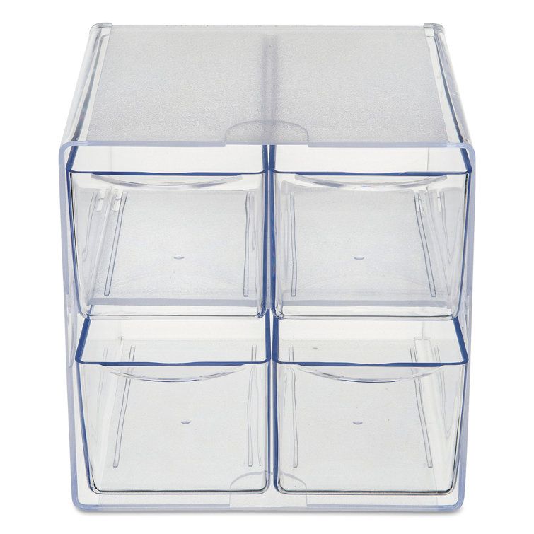 Clear Polystyrene 6" Stackable Desk Drawer Organizer Cube