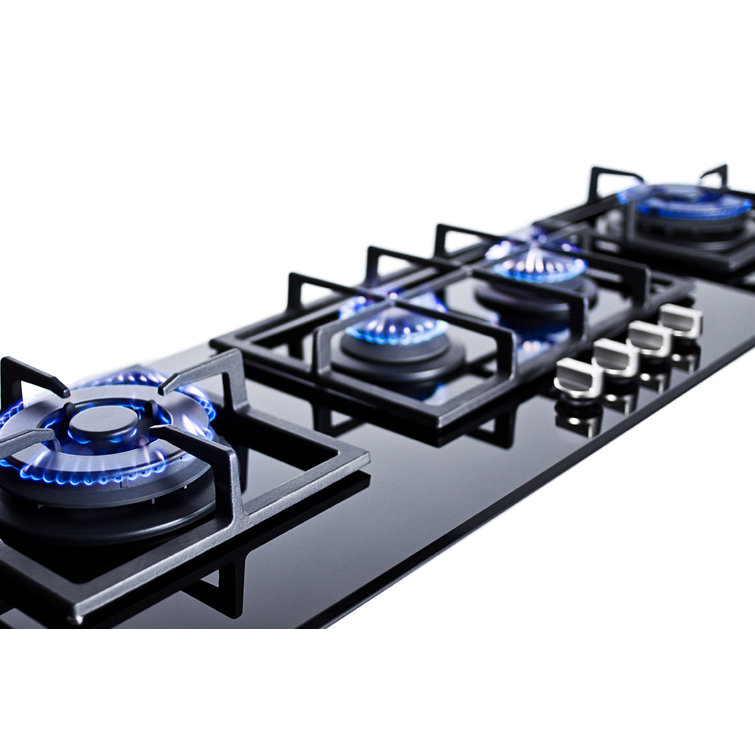 Summit 43'' Black Tempered Glass 4-Burner Gas Cooktop