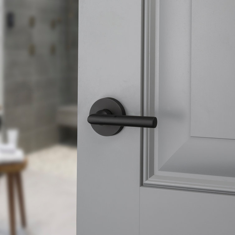 Satin Black Brass Contemporary Privacy Tube Lever
