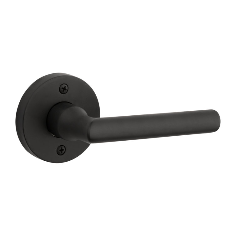Satin Black Solid Brass Contemporary Round Rose Lever