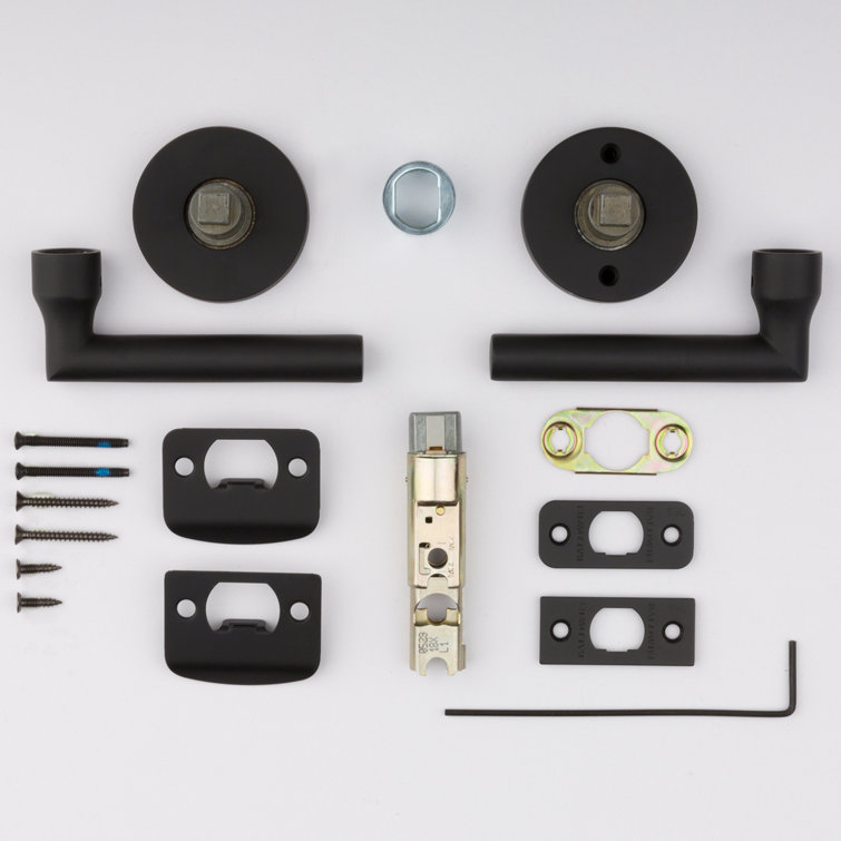 Satin Black Solid Brass Contemporary Round Rose Lever