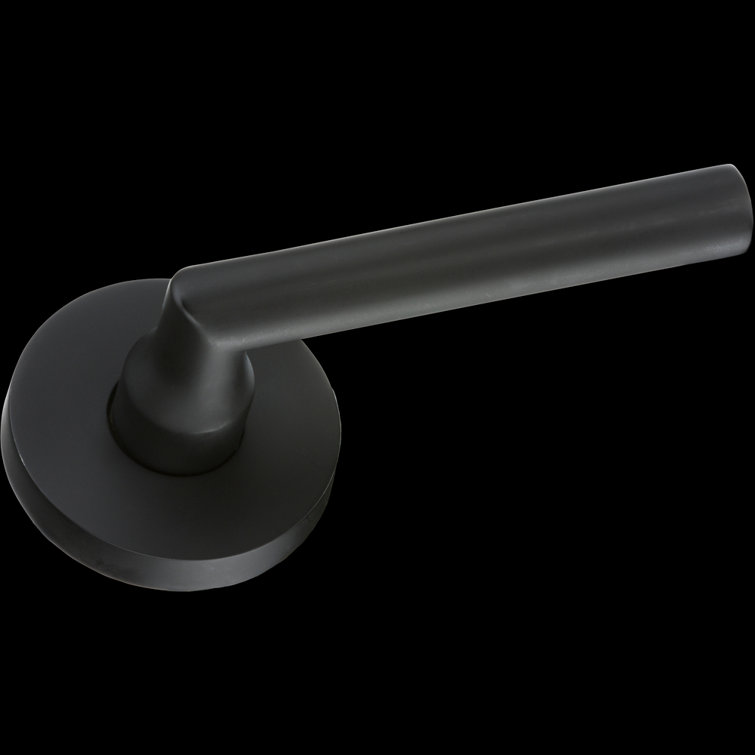 Satin Black Solid Brass Contemporary Round Rose Lever