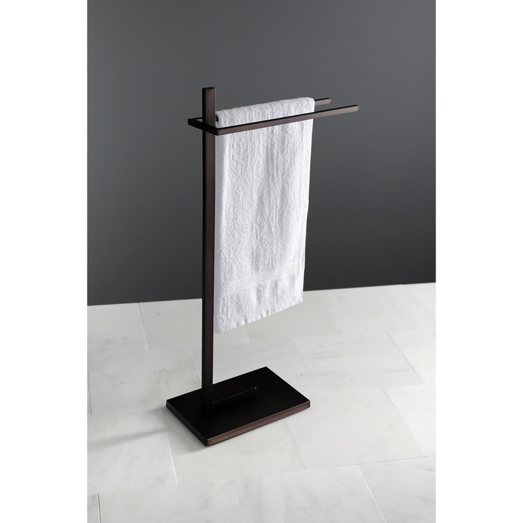 Modern Oil Rubbed Bronze Dual Towel Rack with Weighted Base