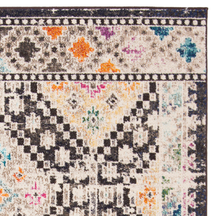 Chic Metro-Mod Black and Yellow Square Synthetic Area Rug