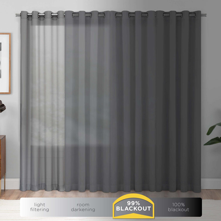 White Sill Length Polyester Blackout Drapes