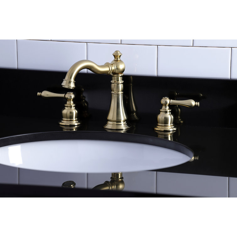 Traditional Elegance 8" Matte Black and Brushed Brass Widespread Bathroom Faucet