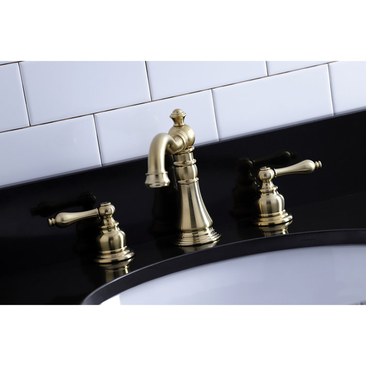 Traditional Elegance 8" Matte Black and Brushed Brass Widespread Bathroom Faucet