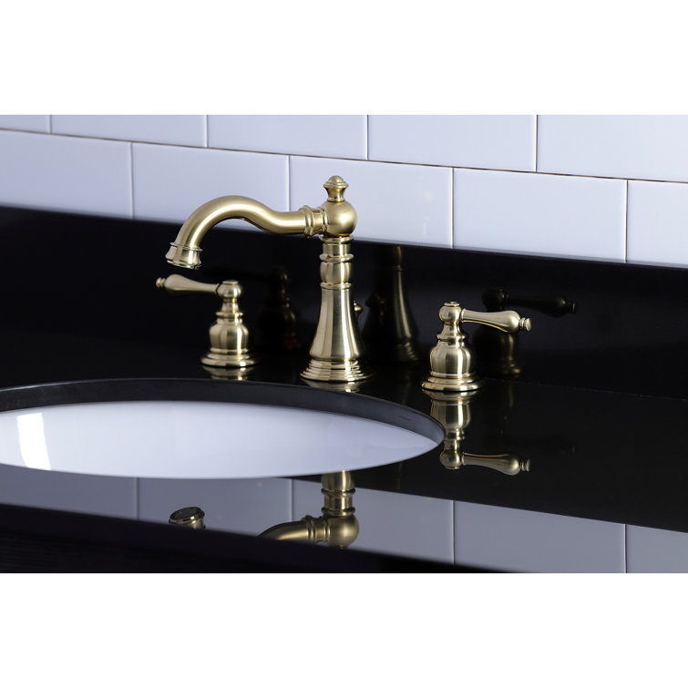 Traditional Elegance 8" Matte Black and Brushed Brass Widespread Bathroom Faucet