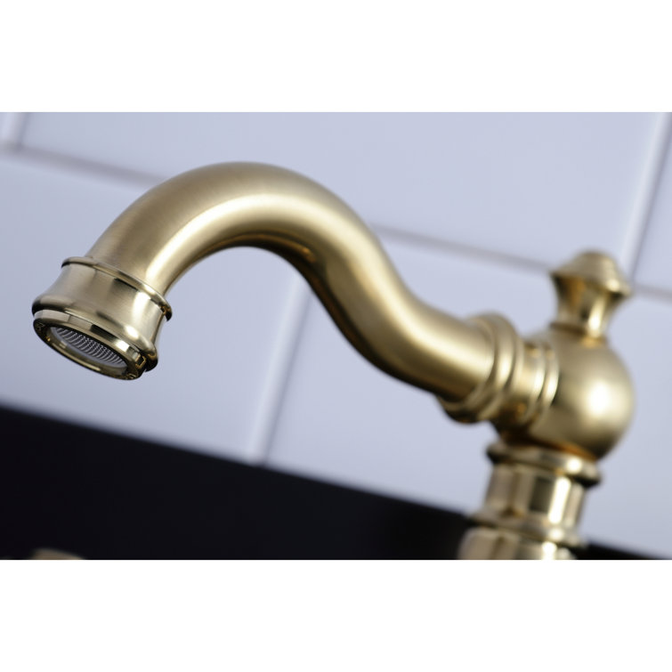 Traditional Elegance 8" Matte Black and Brushed Brass Widespread Bathroom Faucet