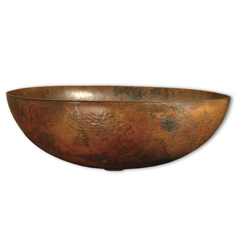 Hand Hammered Copper Oval Vessel Bathroom Sink