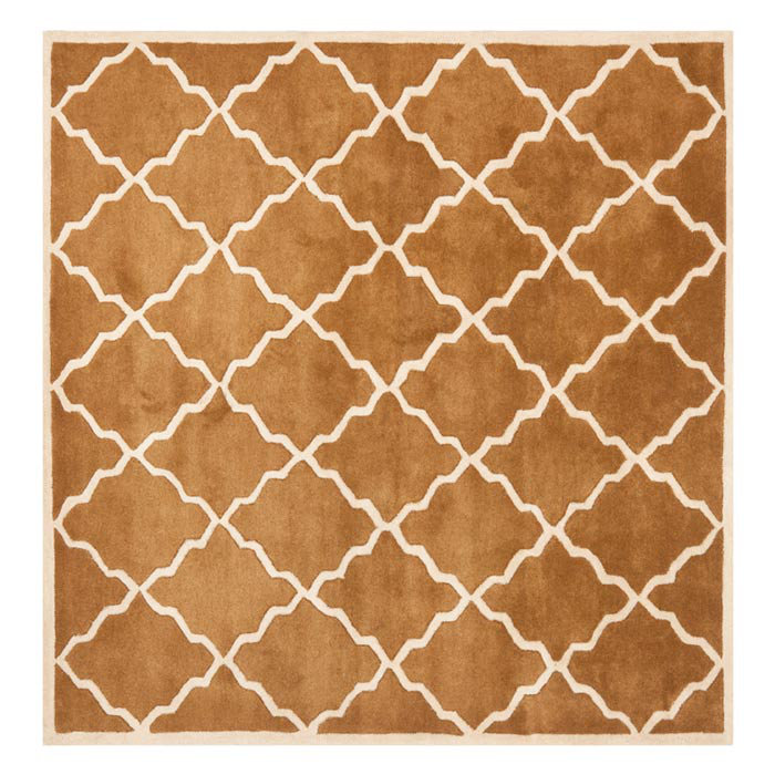Brown Geometric Hand-Tufted Wool Area Rug, 4' x 6'