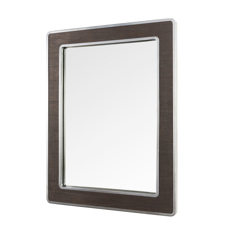 Macie 35.5'' Reclaimed Wood and Gold Steel Rectangular Wall Mirror