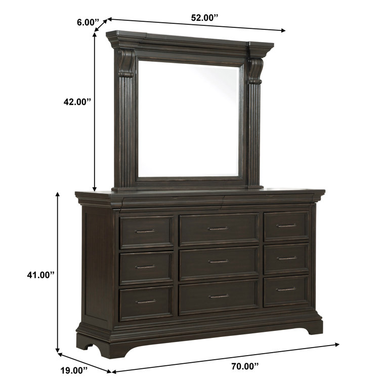 Caldwell Brown 11-Drawer Dresser with Mirror
