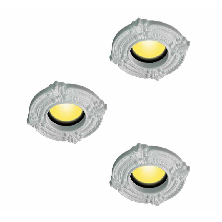White Ornate Urethane Foam 6'' Recessed Light Trim Medallion