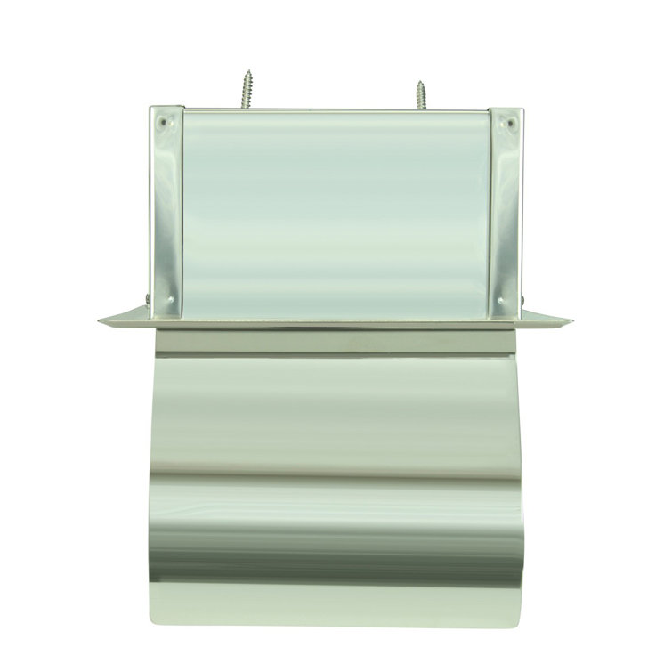 Polished Chrome Stainless Steel Recessed Toilet Paper Holder with Lid