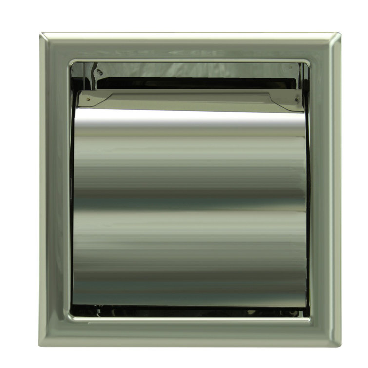 Polished Chrome Stainless Steel Recessed Toilet Paper Holder with Lid