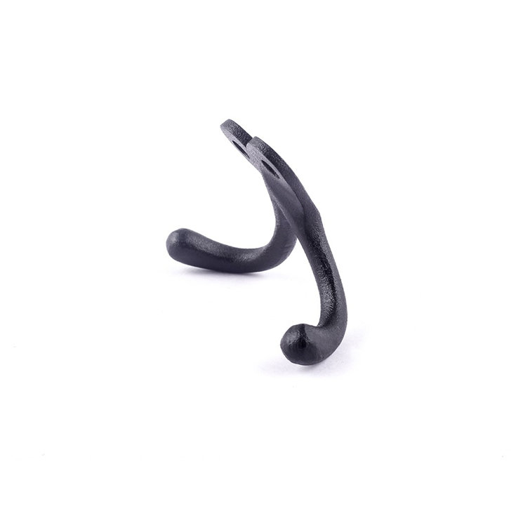 Black Cast Iron Double Wall Hook for Coats and Towels