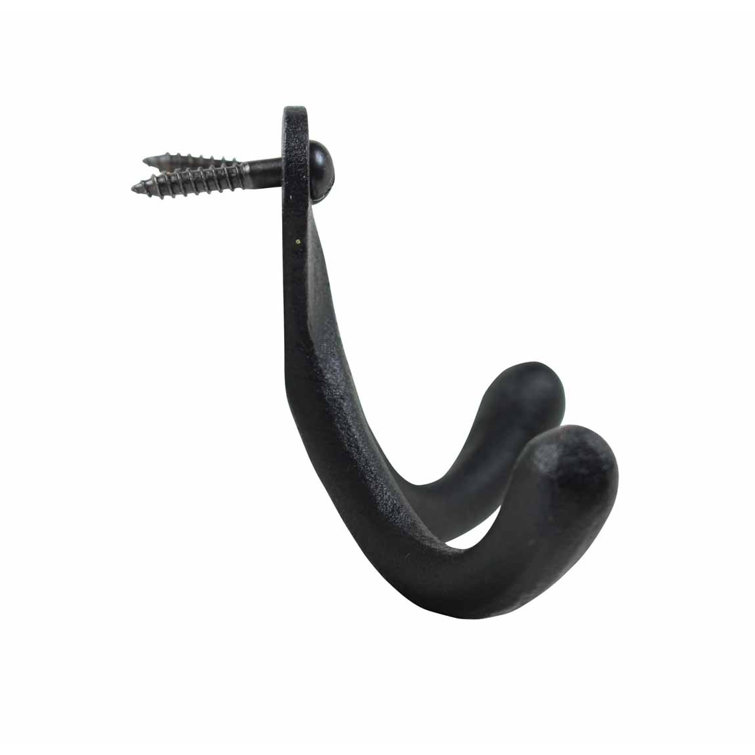 Black Cast Iron Double Wall Hook for Coats and Towels
