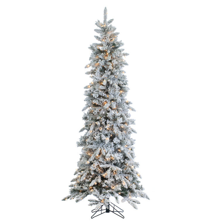 7.5' Flocked Pine Christmas Tree with Clear Lights
