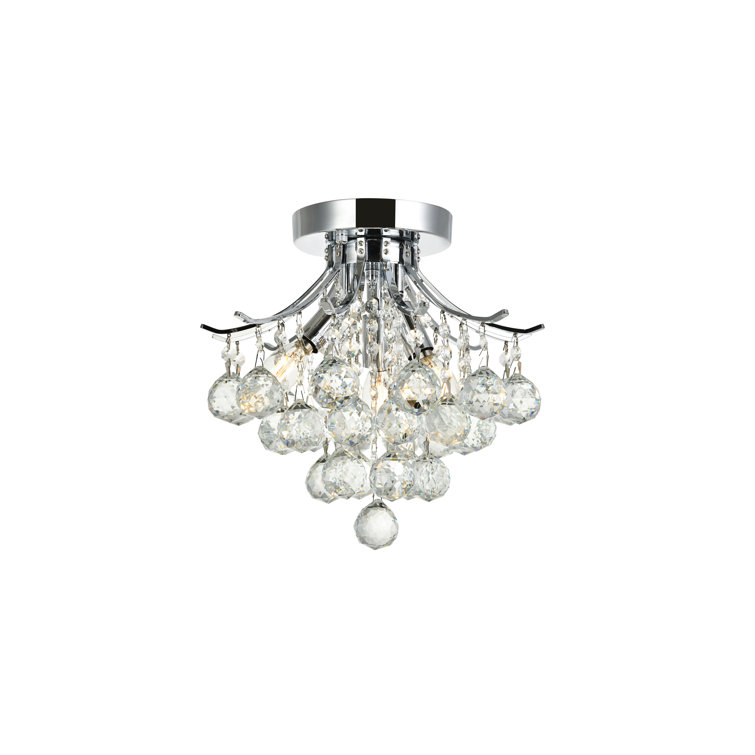Elegant 12" Chrome LED Flush Mount with Clear Royal Cut Crystals