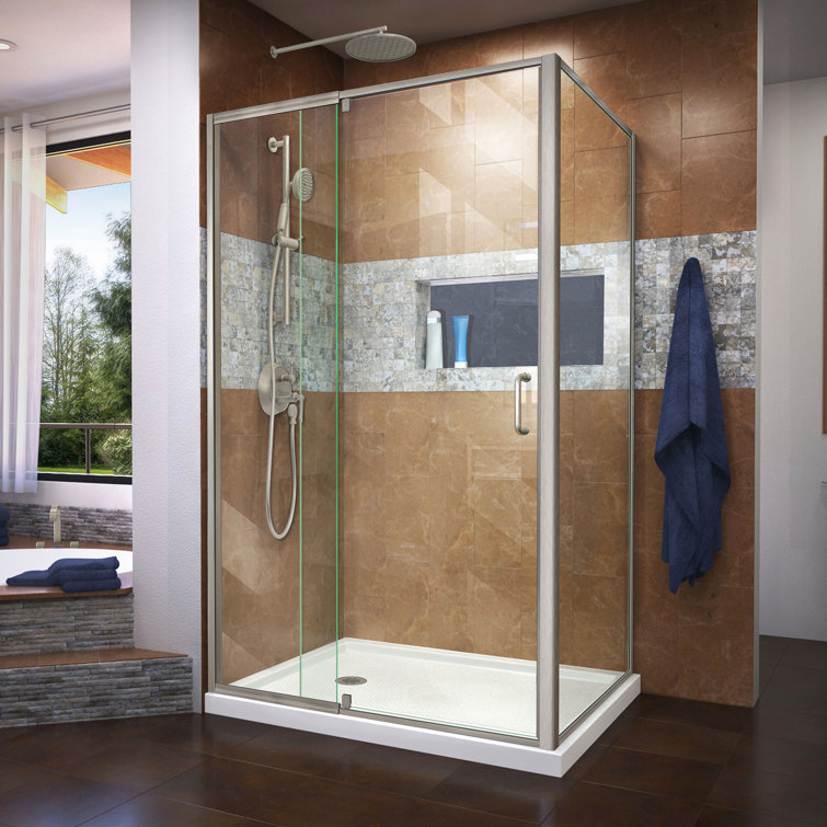 Flex 48" x 36" Chrome Semi-Frameless Pivot Shower Enclosure