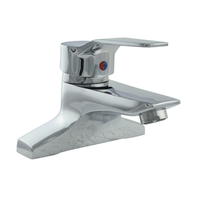 Chrome Plated Brass Centerset Bathroom Faucet with Porcelain Handle