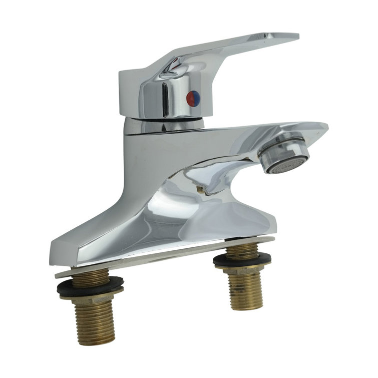 Chrome Plated Brass Centerset Bathroom Faucet with Porcelain Handle