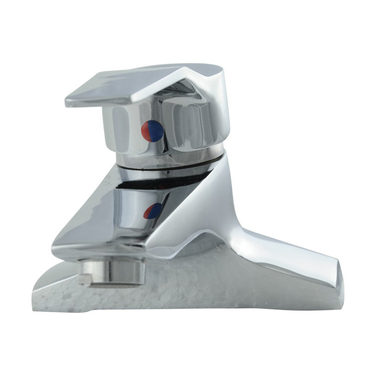 Chrome Plated Brass Centerset Bathroom Faucet with Porcelain Handle