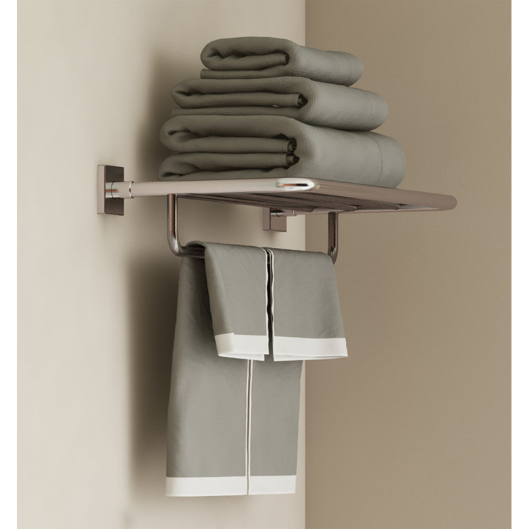 Polished Nickel 20'' Rectangular Floating Shelf with Towel Bar