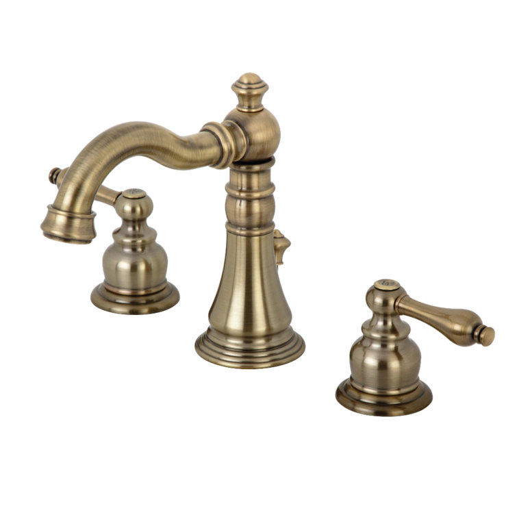 Elegant English Classic Widespread Bathroom Faucet in Antique Brass
