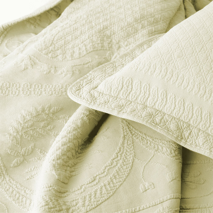 Ivory Full Cotton Reversible Matelasse Coverlet