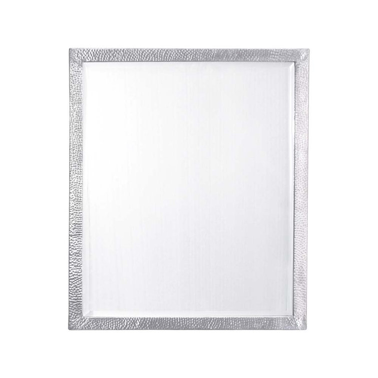 Transitional Divinity 20"x25" Silver Hammered Aluminum Bathroom Vanity Mirror