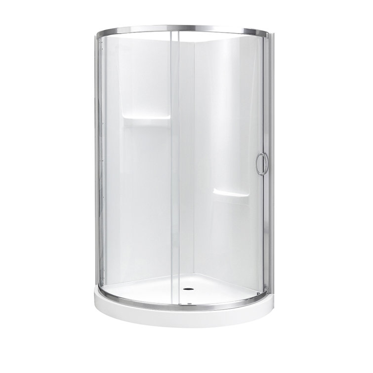 Polished Chrome 33" Round Corner Shower Kit with Clear Glass Panels