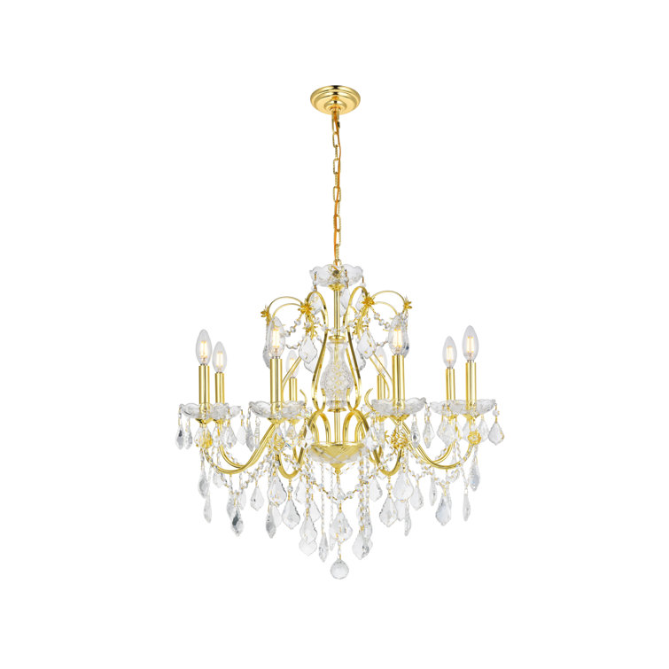 Gold and Clear Crystal 8-Light Chandelier with Royal Cut Trim