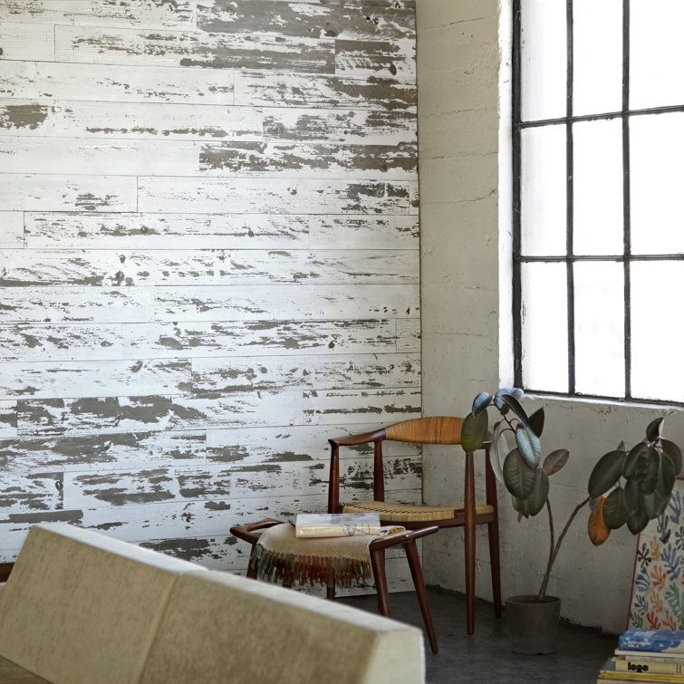 Distressed White Pine Solid Wood Wall Panels