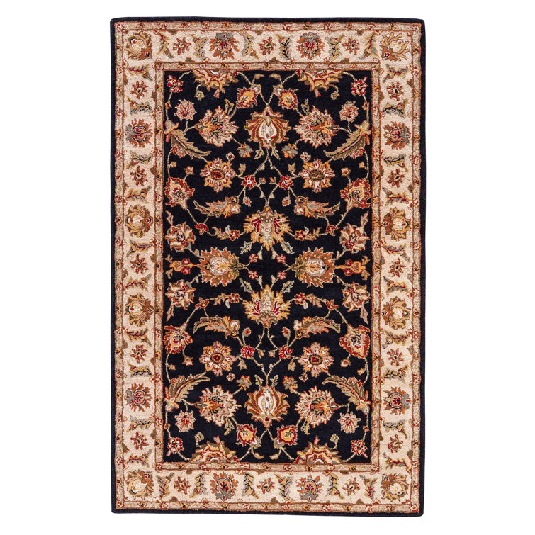 Selene Black and Beige Hand-Tufted Wool Rug 2'6" x 4'