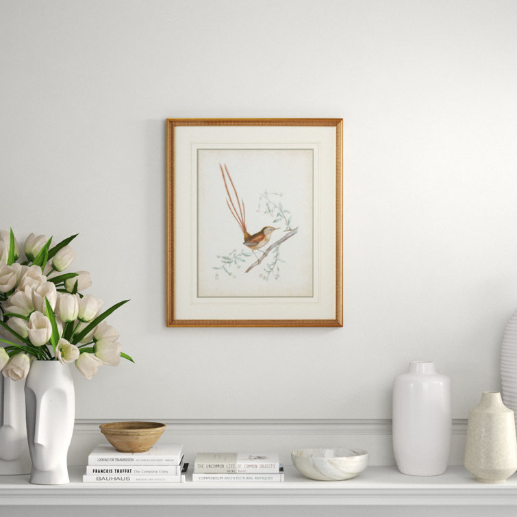 Delicate Birds I Gold Framed Art Print with Double Mat