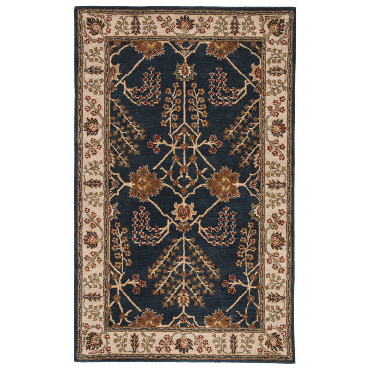 Hand-Tufted Indigo Wool Rectangular Area Rug 3'6" x 5'6"