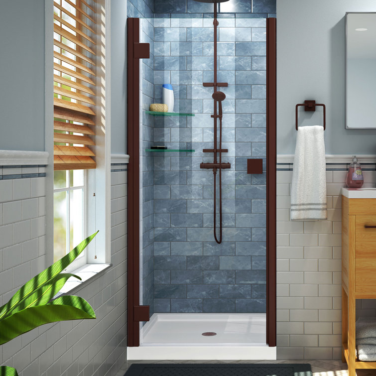 Lumen 34-41" Black Frameless Pivot Shower Door