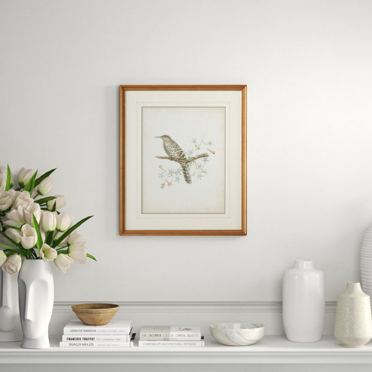 Gold Framed Delicate Birds Graphic Art Print