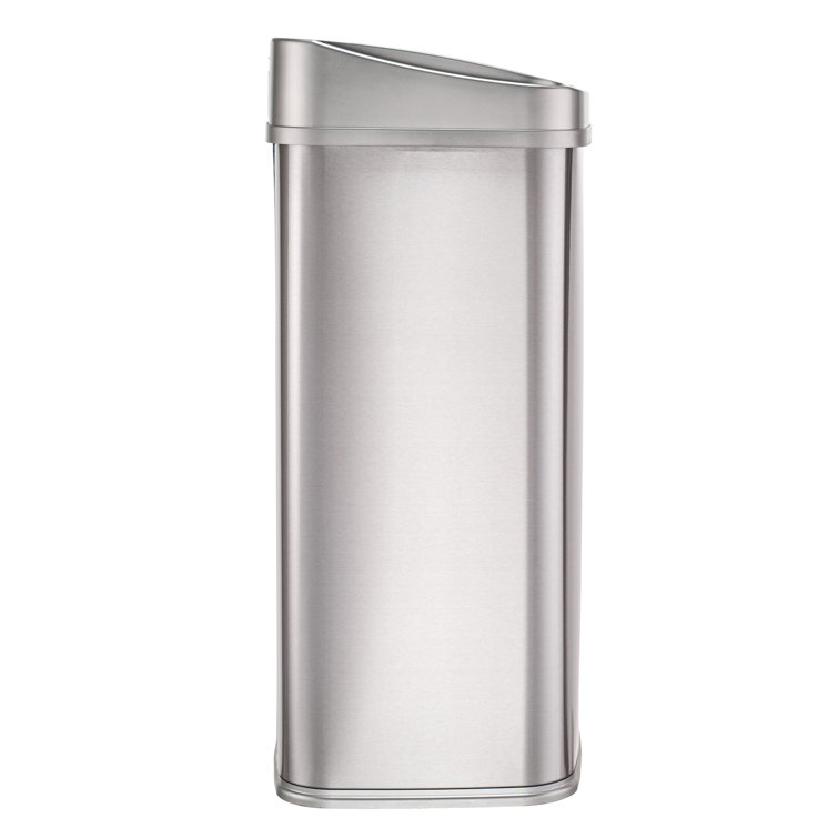13.2 Gallon Silver Stainless Steel Touchless Trash Can