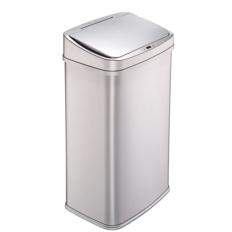 13.2 Gallon Silver Stainless Steel Touchless Trash Can