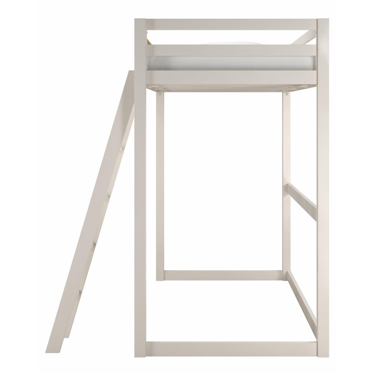 White and Gold Twin Metal Loft Bed with Headboard
