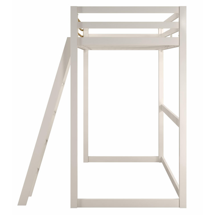 White and Gold Twin Metal Loft Bed with Headboard