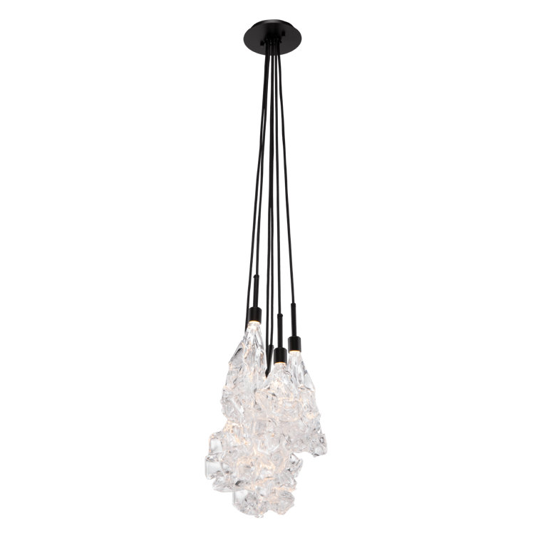 Matte Black Glass LED Cluster Pendant Light