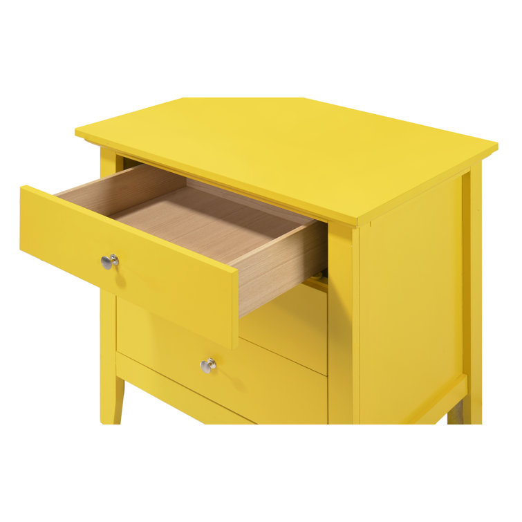 Hammond Chic Yellow 3-Drawer Nightstand with Nickel Accents