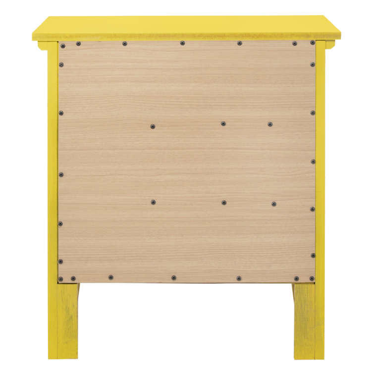 Hammond Chic Yellow 3-Drawer Nightstand with Nickel Accents