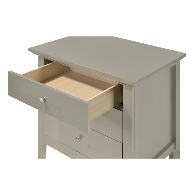 Hammond 3-Drawer Silver Champagne Wood Nightstand
